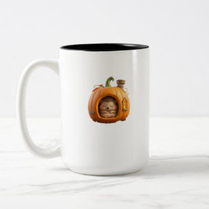 Cute 3D Cartoon Pumpkin House Hedgehog Cottagecore Two-Tone Coffee Mug