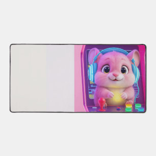 Cute 3D Cartoon Retro Gamer Chinchilla Gaming Desk Mat
