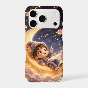 Cute 3D Chibi Stargazer Celestial Crescent Moon