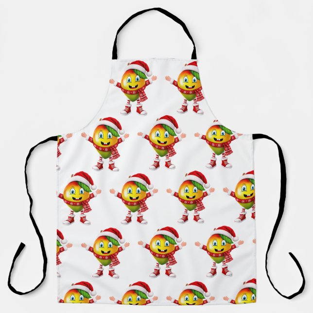 Cute 3D Christmas Mango Fruit Pattern Personalized Apron (Front)