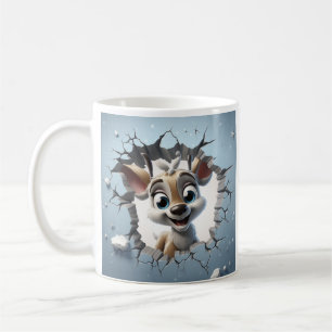 CUTE 3D DEER CRACK COFFEE MUG