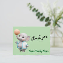 Cute 3D Elephant Baby Shower Thank You