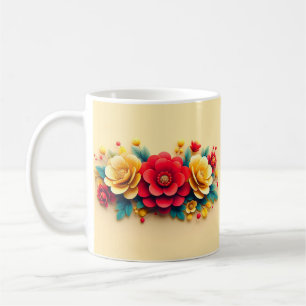 Cute 3d flowers coffee mug