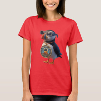 Cute 3D Iceland Puffin Total Solar Eclipse 2026 T-Shirt
