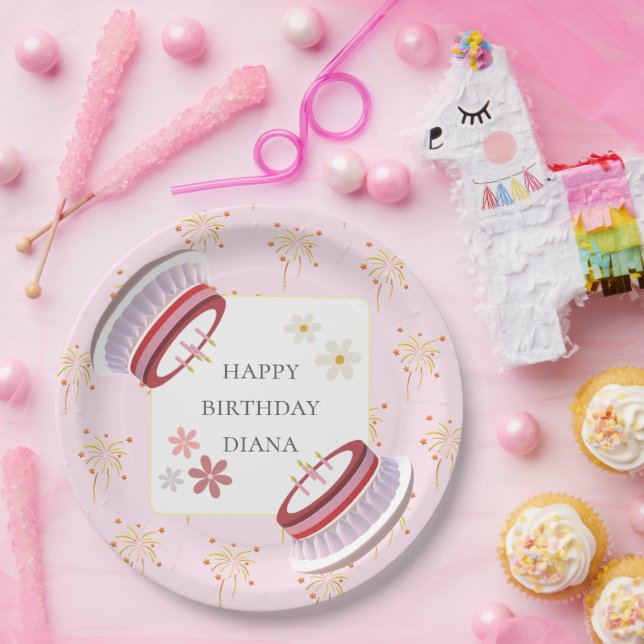 Cute 3d Layred Dessert Artwork Girl Birthday  Paper Plate (Party)