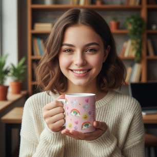 Cute 3D Name Rainbow Clouds Stars Sun & Heart Mug