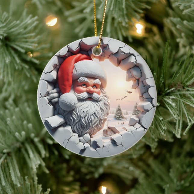 Cute 3d Santa Ceramic Ornament (Tree)