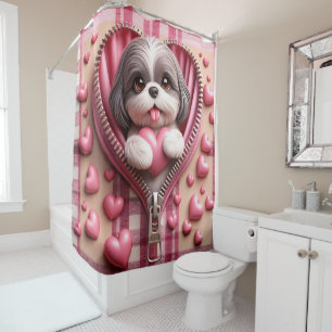 Cute 3D Shih Tzu in a Pink and White Background