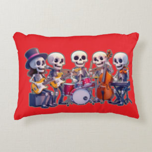 Cute 3D Skeleton Music Band – Adorable Cartoon Con Accent Pillow
