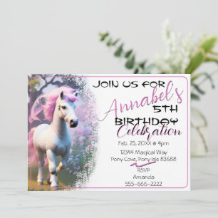 Cute 3D Spirit Pony 20 Birthday Invitation