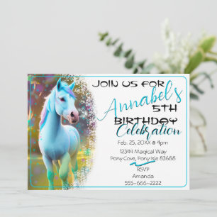 Cute 3D Spirit Pony 28 Birthday Invitation
