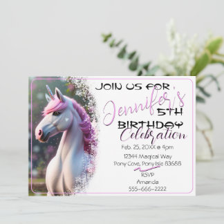 Cute 3D Spirit Pony 32 Birthday Invitation