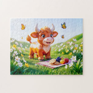 Cute 3D Taurus Zodiac Picnic Jigsaw Puzzle