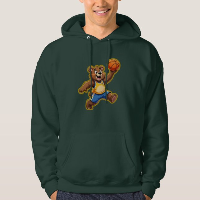Cute 3D Teddy Bear Playing Basketball – Adorable S Hoodie (Front)