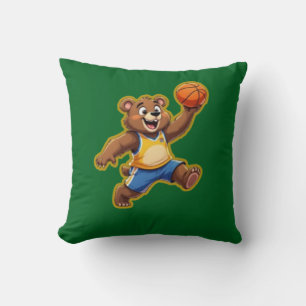 Cute 3D Teddy Bear Playing Basketball – Adorable S Throw Pillow