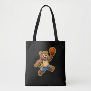Cute 3D Teddy Bear Playing Basketball – Adorable S Tote Bag