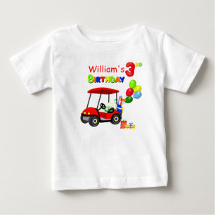 Cute 3rd Birthday Red Golf Cart Boy's Baby T-Shirt