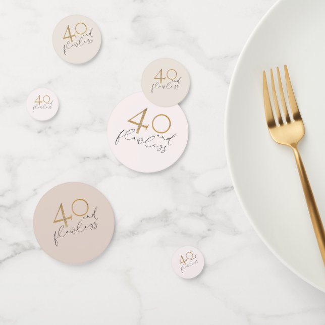 Cute 40 & Flawless Pink & Gold 40th Birthday Confetti (Group)