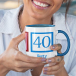 Cute 40th Birthday (Peace Love) Mug<br><div class="desc">Peace Love Forty. A pretty peace sign, heart, and the number 40 in beautiful blue for a fortieth birthday party or a pretty 40th anniversary gift.</div>