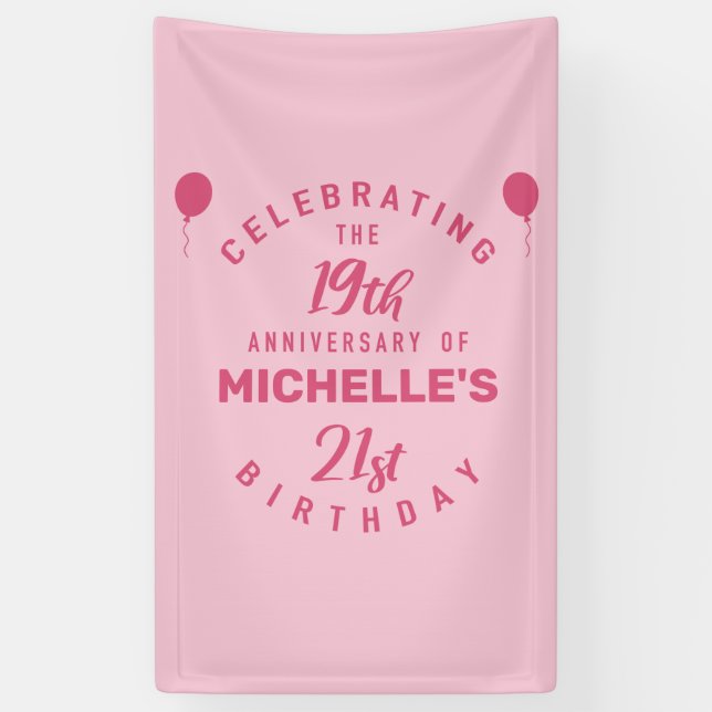 Cute 40th Birthday Personalized Banner (Vertical)