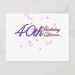 Cute, "40th Birthday Queen" design Postcard