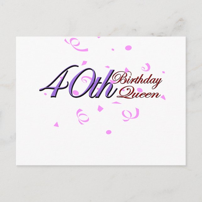 Cute, "40th Birthday Queen" design Postcard (Front)