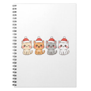 Cute 4 Kawaii Cats Christmas Design – Holiday Pet Notebook