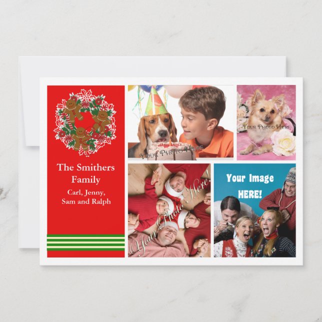 Cute 4 Photo Family Christmas Card (Front)