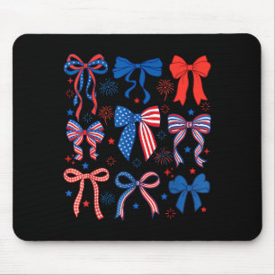 Cute 4th July Red White Graphic Art Mouse Pad