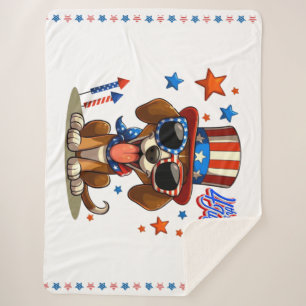 Cute, 4th of July dog/puppy Sherpa Blanket