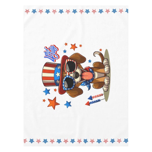 Cute, 4th of July dog/puppy Tablecloth (Front)