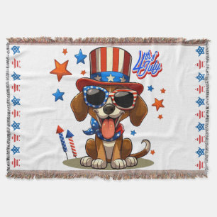 Cute, 4th of July dog/puppy Throw Blanket