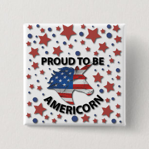 Cute 4th of July red, white and blue Americorn 2 Inch Square Button