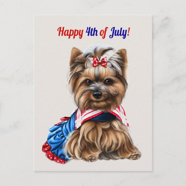 Cute 4th of July Schnauzer Puppy Holiday Postcard (Front)