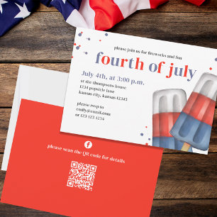 Cute 4th of July Summer Custom Invitation
