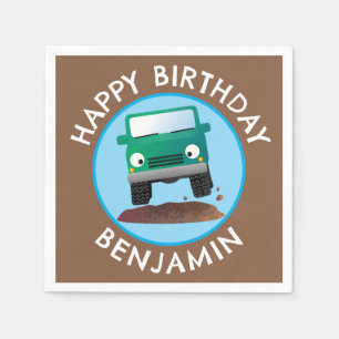 Cute 4X4 off road vehicle cartoon personalized Napkin