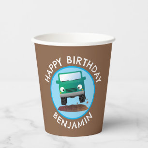 Cute 4X4 off road vehicle cartoon personalized Paper Cups