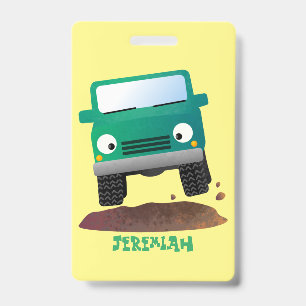 Cute 4X4 offroad vehicle cartoon car Badge