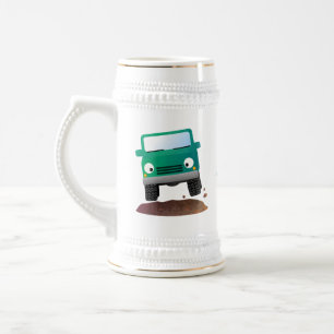 Cute 4X4 offroad vehicle cartoon car Beer Stein