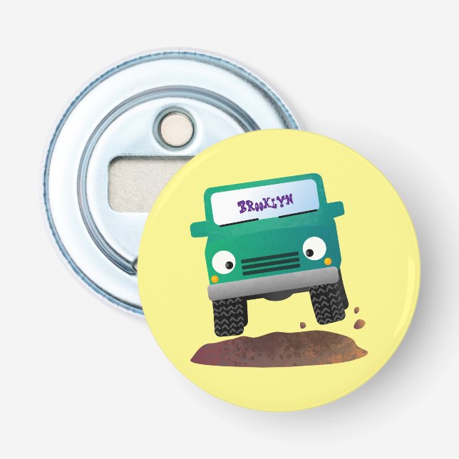 Cute 4X4 offroad vehicle cartoon car Bottle Opener (Front)