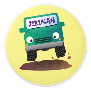 Cute 4X4 offroad vehicle cartoon car Ceramic Knob