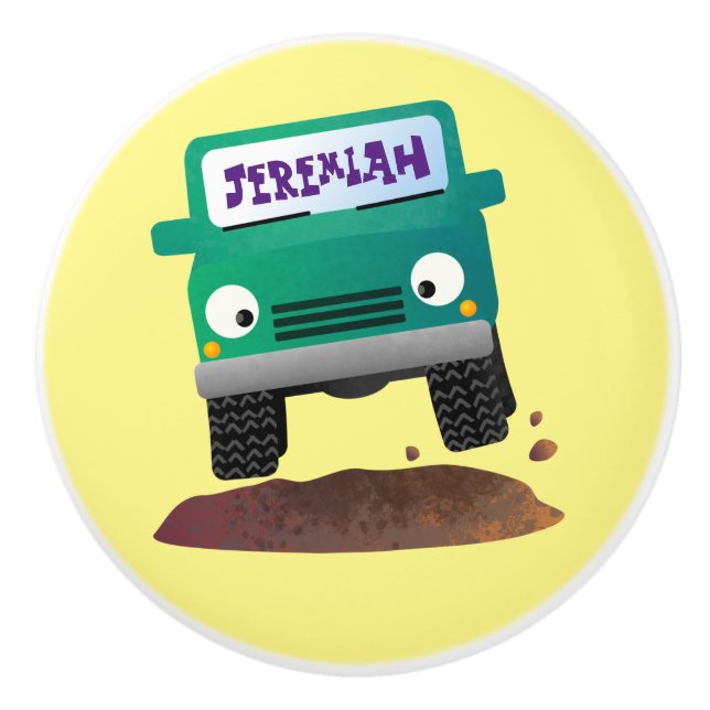 Cute 4X4 offroad vehicle cartoon car Ceramic Knob (Front)