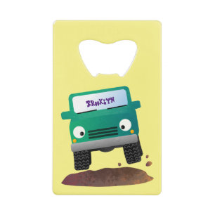 Cute 4X4 offroad vehicle cartoon car Credit Card Bottle Opener
