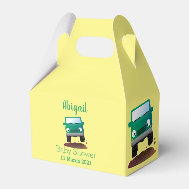 Cute 4X4 offroad vehicle cartoon car  Favor Box (Front Side)