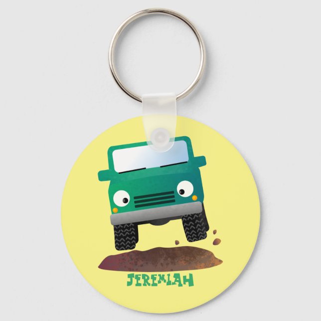 Cute 4X4 offroad vehicle cartoon car Keychain (Front)