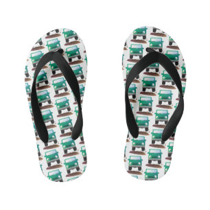 Cute 4X4 offroad vehicle cartoon car  Kid's Flip Flops