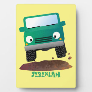 Cute 4X4 offroad vehicle cartoon car  Plaque