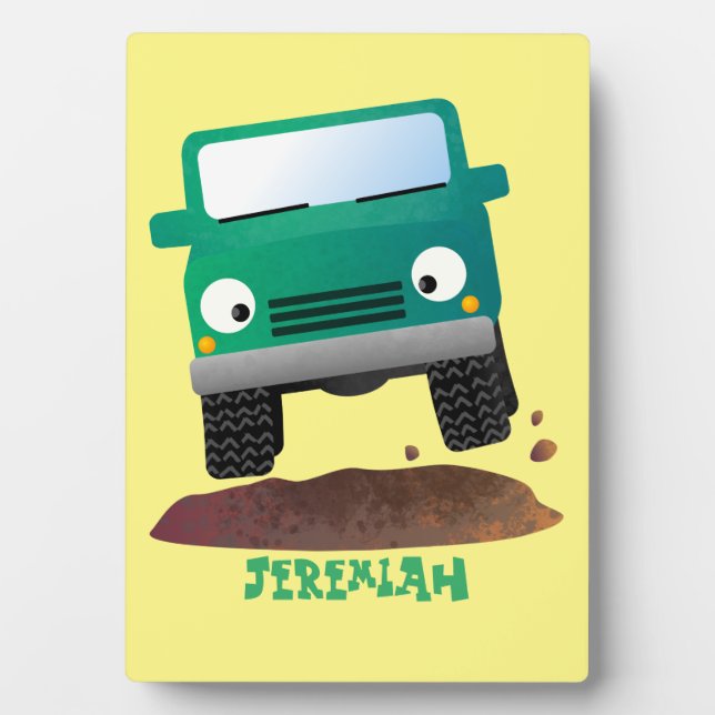 Cute 4X4 offroad vehicle cartoon car  Plaque (Front)