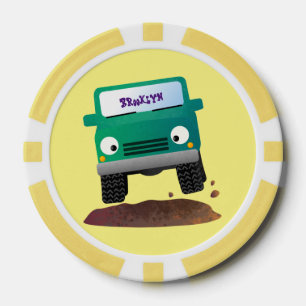 Cute 4X4 offroad vehicle cartoon car  Poker Chips