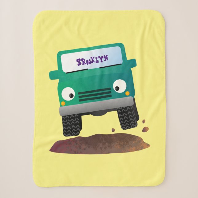 Cute 4X4 offroad vehicle cartoon car Sherpa Blanket (Front)
